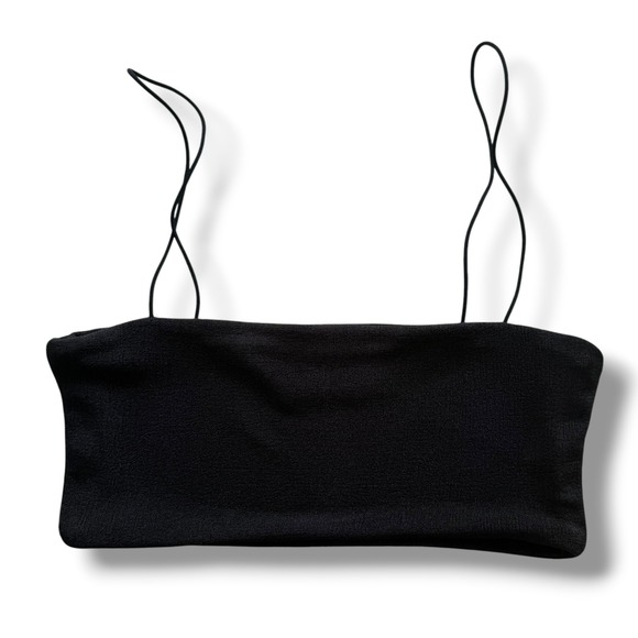 Edikted Tops - Edikted Sz S Black Spaghetti Strap Textured Knit Bandeau Micro Crop Top Festival